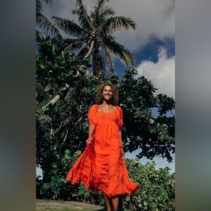 midi orange cocktail dresses The Cordova Smocked Detail Midi Dress in Light Orange – Piper & Scoot